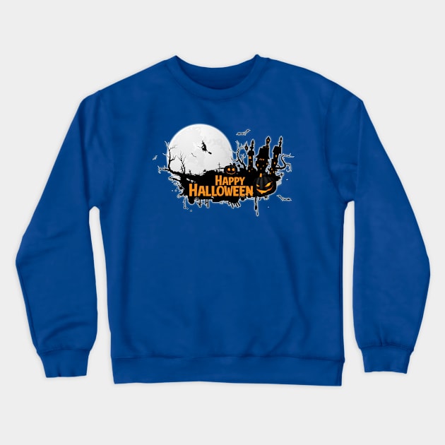 Halloween Witch Full Moon Pumpkin Scary Crewneck Sweatshirt by Hariolf´s Mega Store